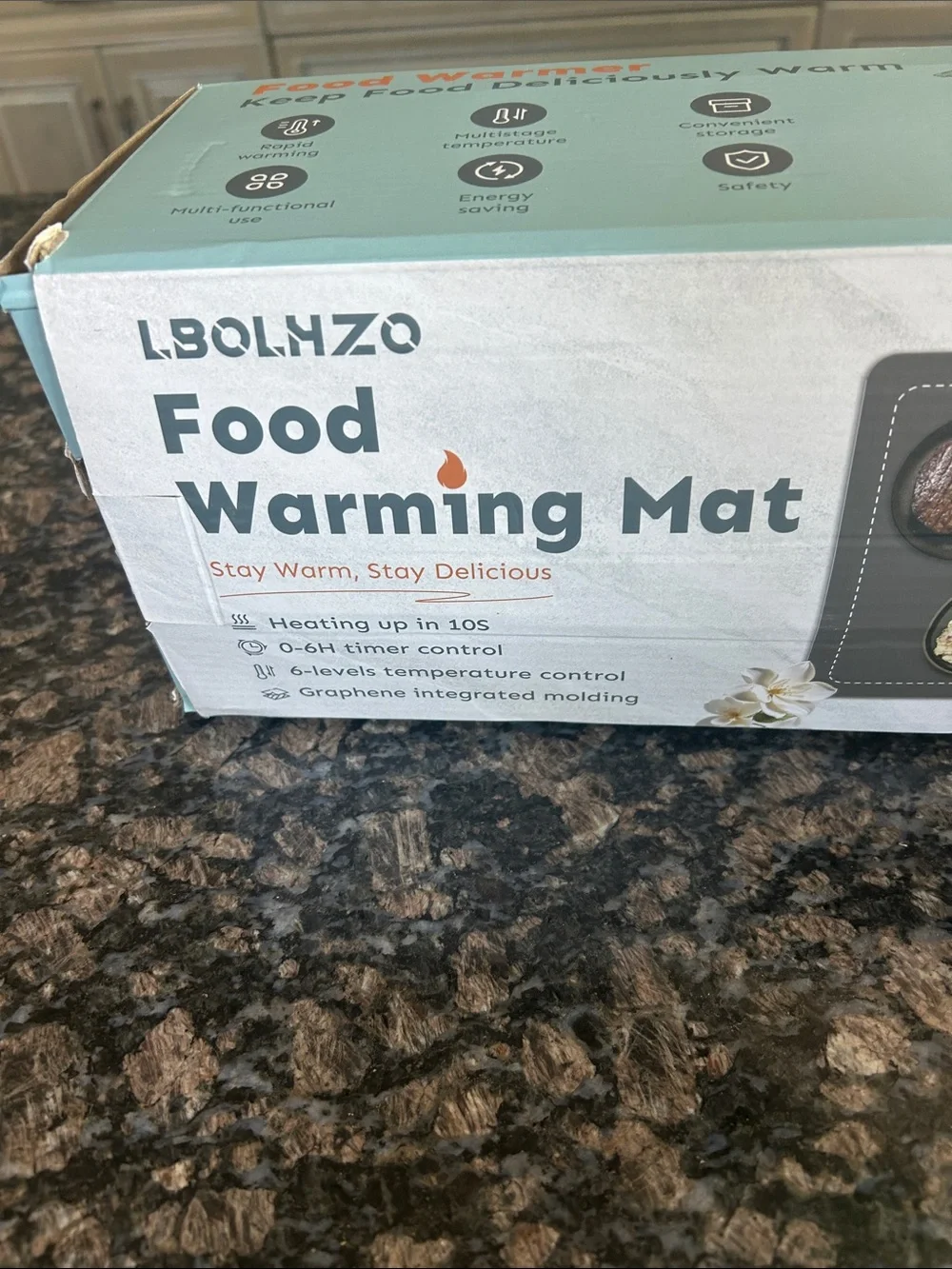 LBOLHZO  GRAY FOOD WARMING MAT NWT